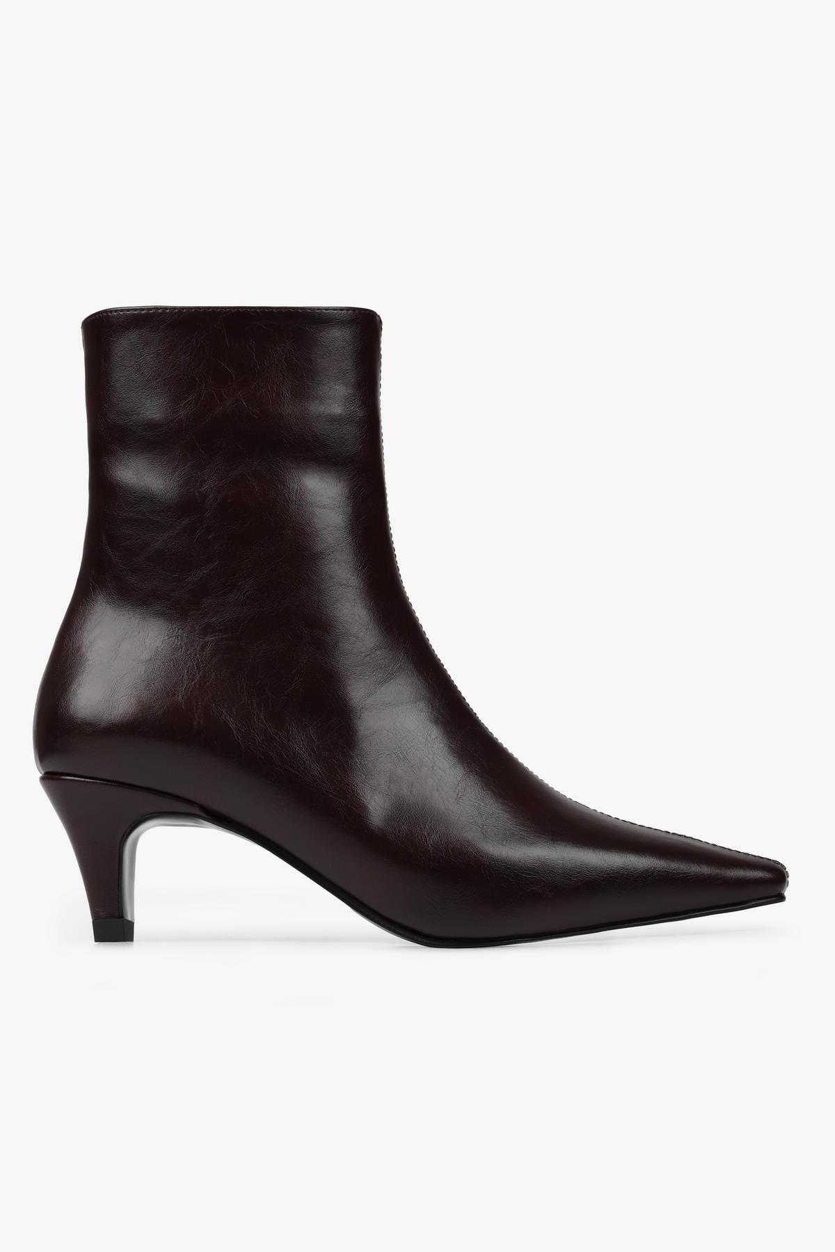 Kadın Lulu Bordo Cilt Kısa Topuklu Bot · 5