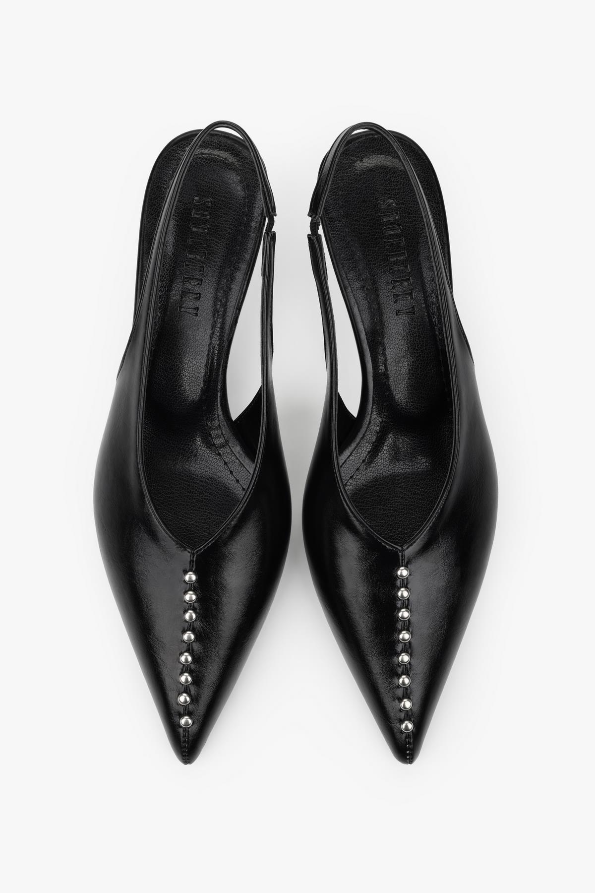 Kadın Roviel Siyah Cilt Trok Detaylı Stiletto · 2