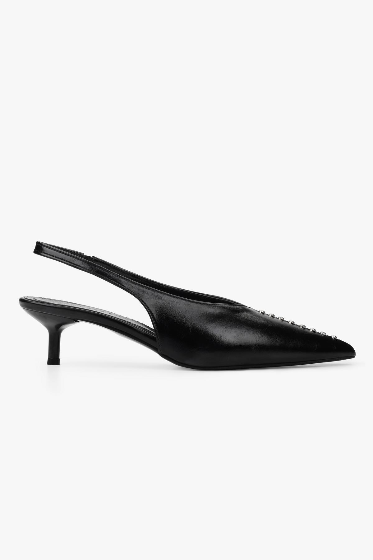 Kadın Roviel Siyah Cilt Trok Detaylı Stiletto · 3