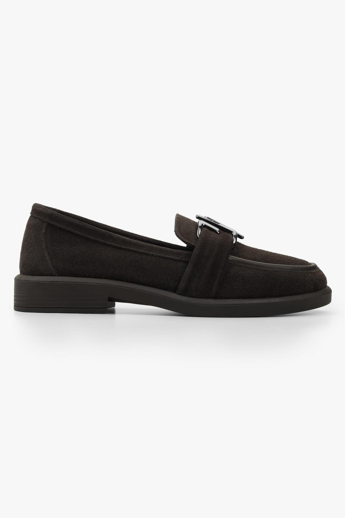 Kadın Sorell Kahve Süet Toka Detaylı Loafer · 3