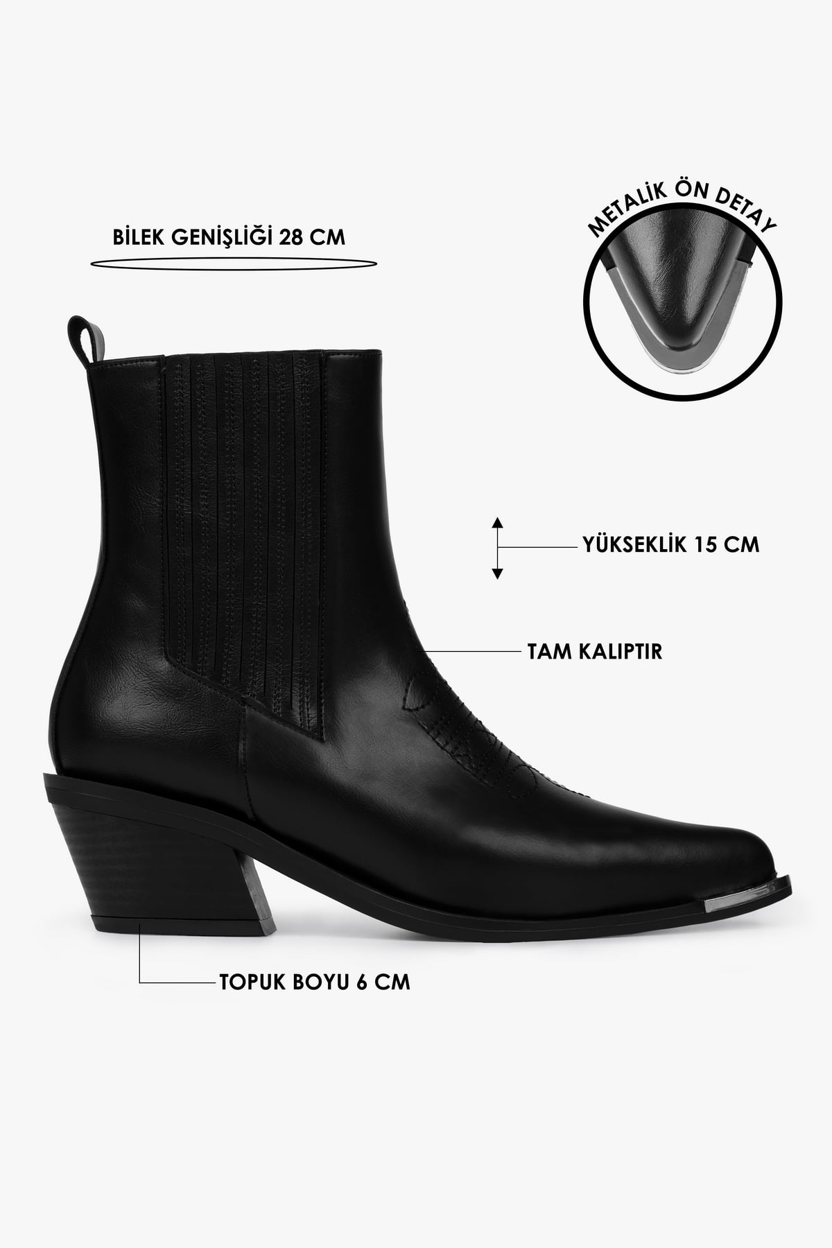 Kadın Stormi Siyah Cilt Kovboy Bot · 2