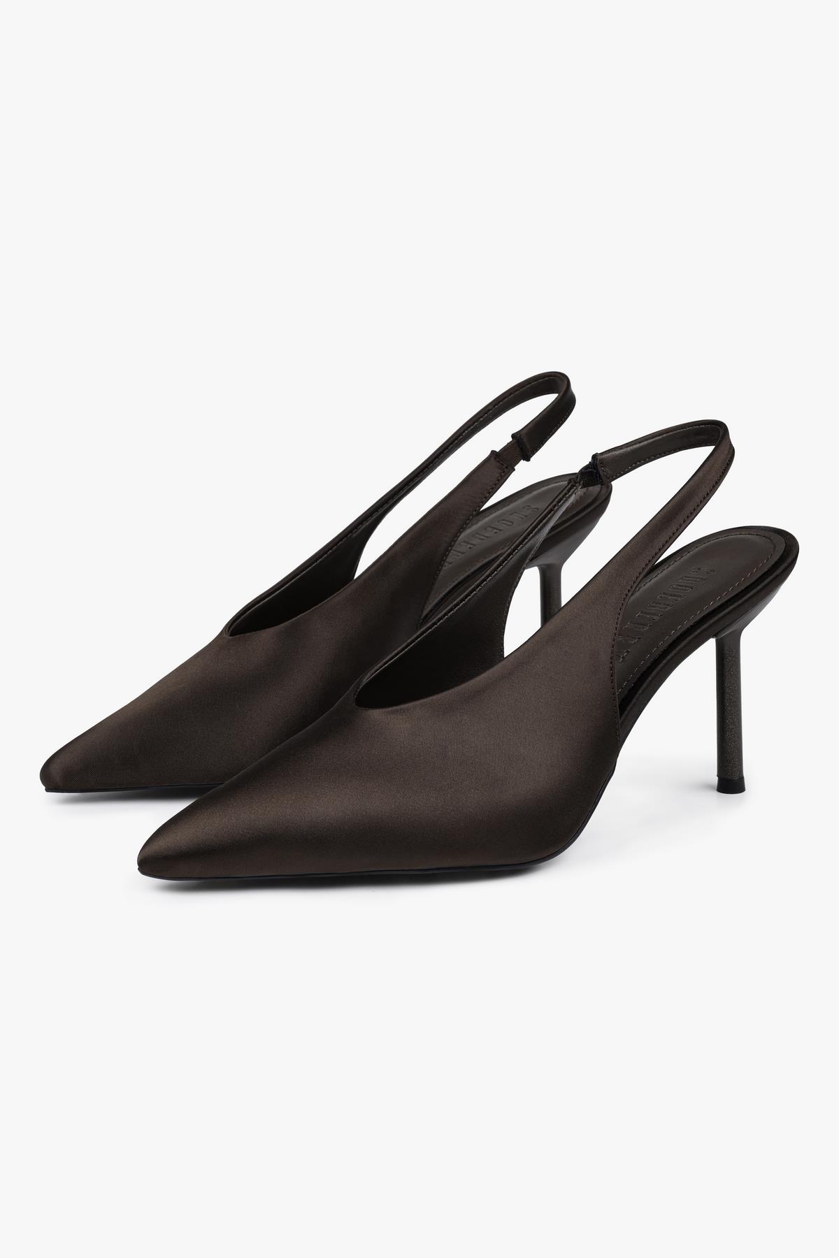 Kadın Vetra Kahve Saten Stiletto · 3