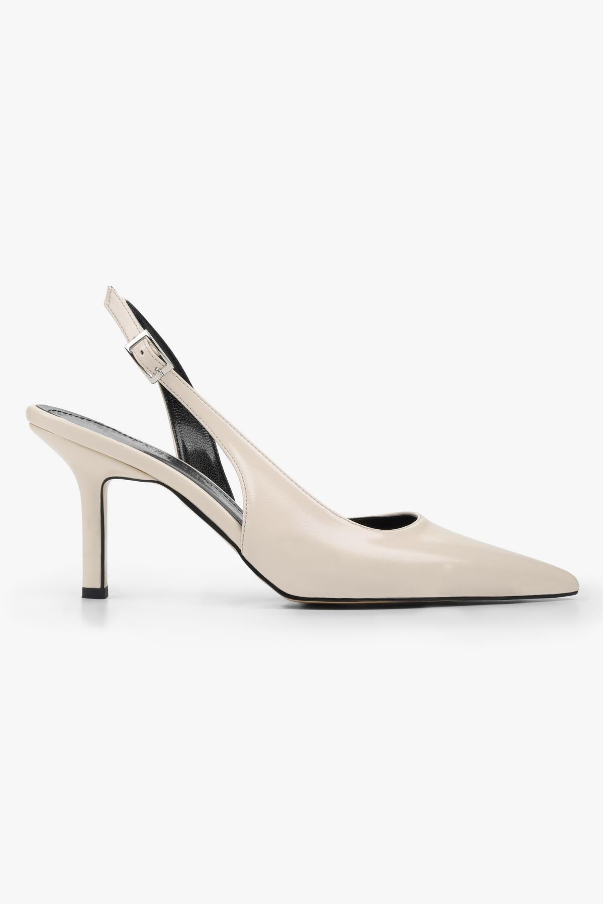 Kadın Zenvia Ekru Cilt Stiletto · 2