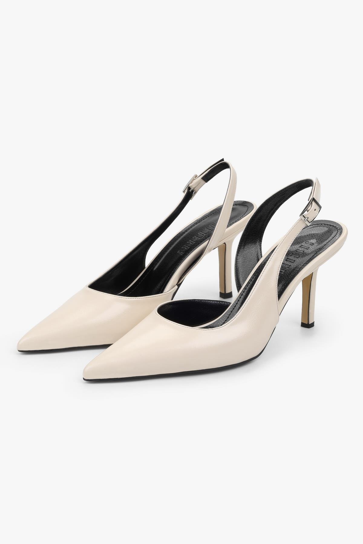 Kadın Zenvia Ekru Cilt Stiletto · 4