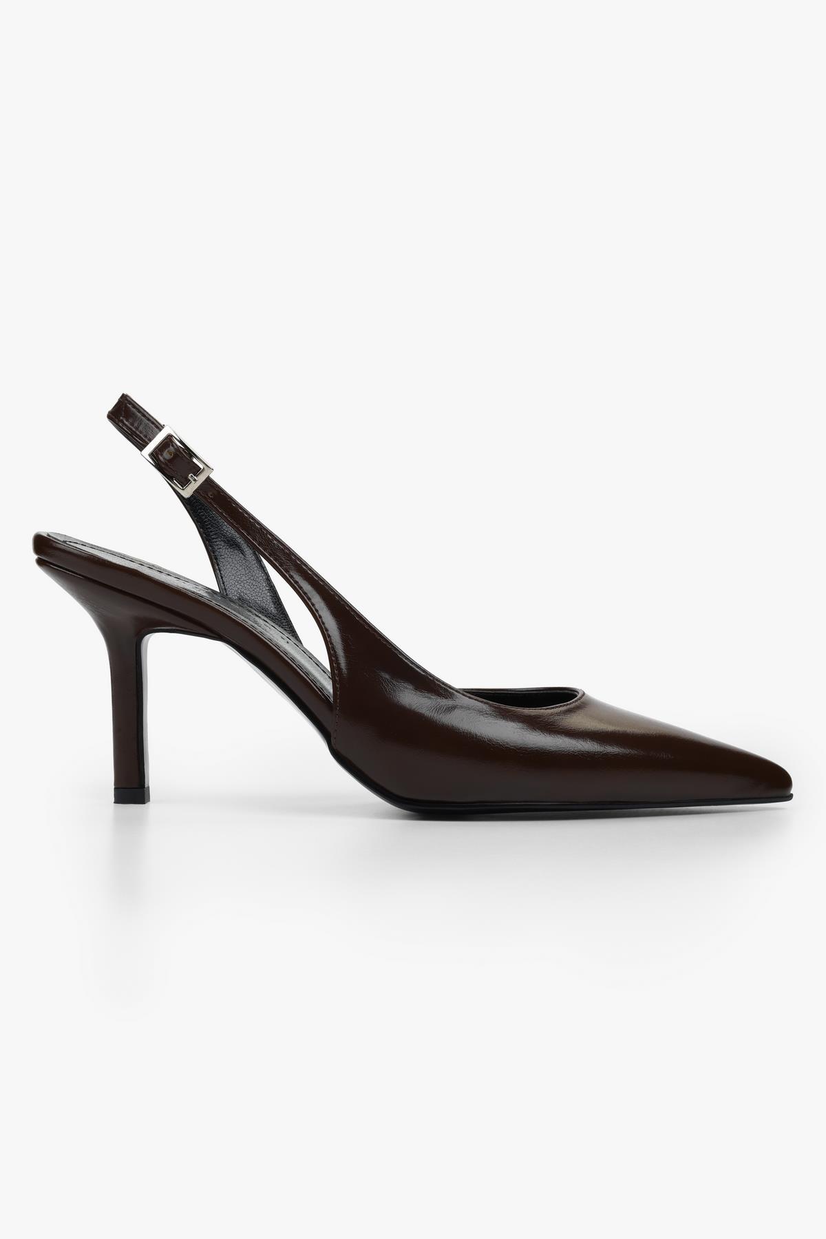 Kadın Zenvia Kahve Cilt Stiletto · 2