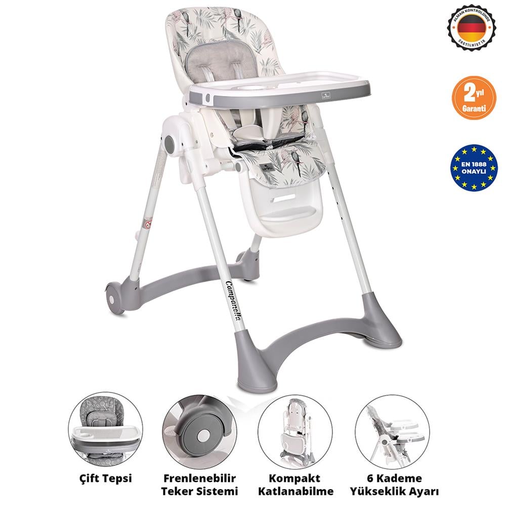  Lorelli Campanella Mama Sandalyesi - Grey Parrots