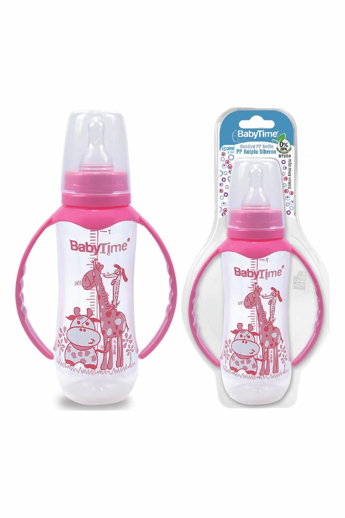 BabyTime Kulplu PP Biberon (Silikon Kiraz Uçlu) 250ml BT069