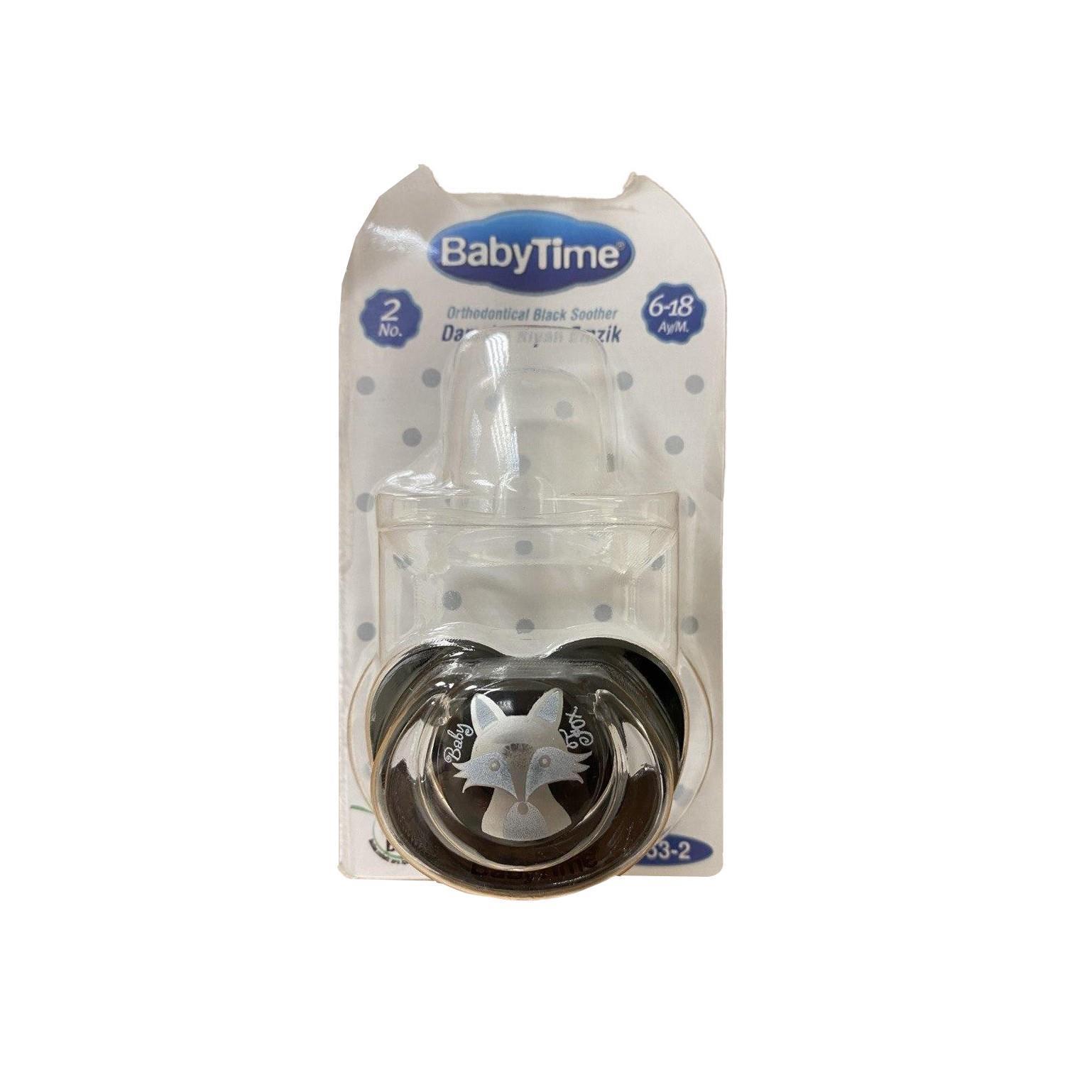 BabyTime Silikon Damaklı Koruyucu Kapaklı Siyah Gövdeli Emzik  N.2 BT153-2