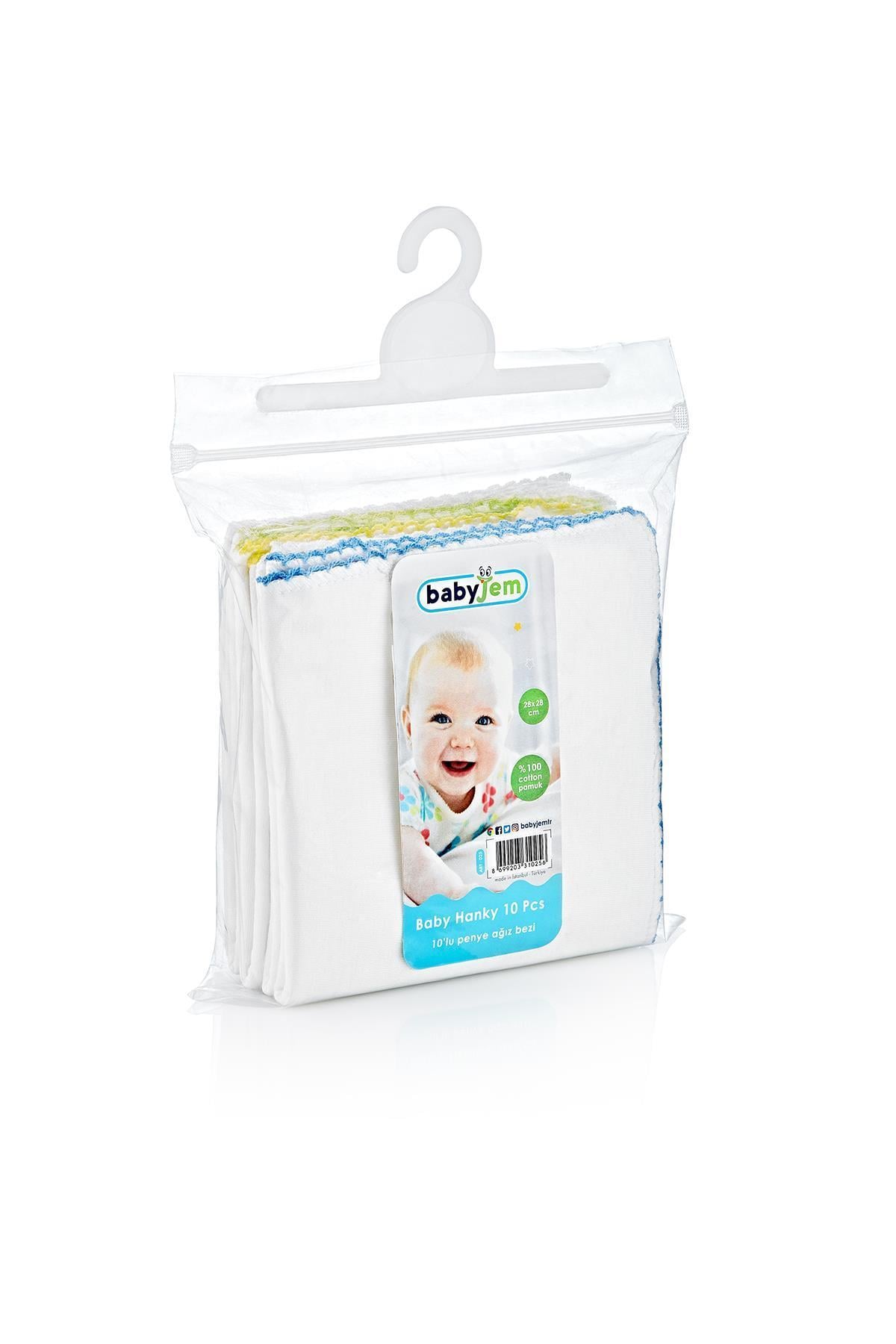 Babyjem 10Lu Penye Ağız Bezi Beyaz 28*28  025