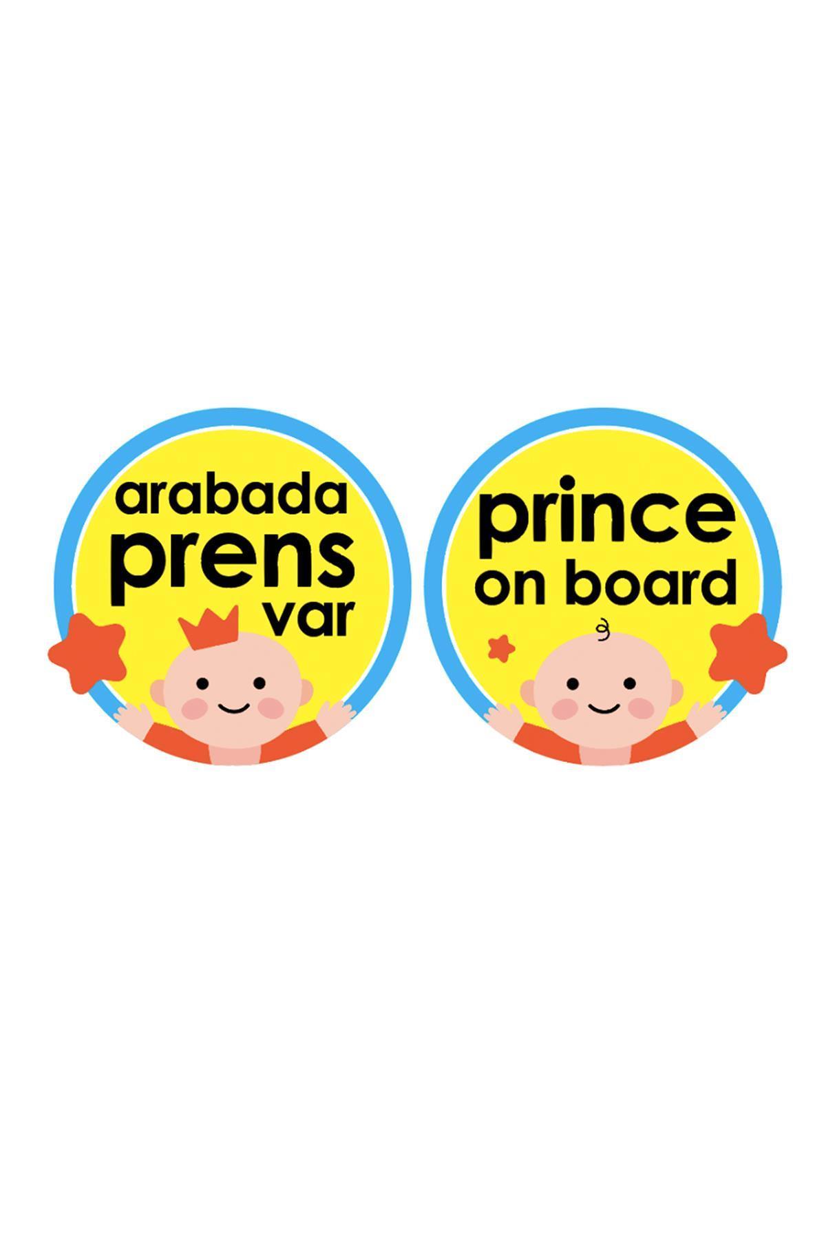 Babyjem Araba Cam Yazısı Arabada Prens Var Mavi 094