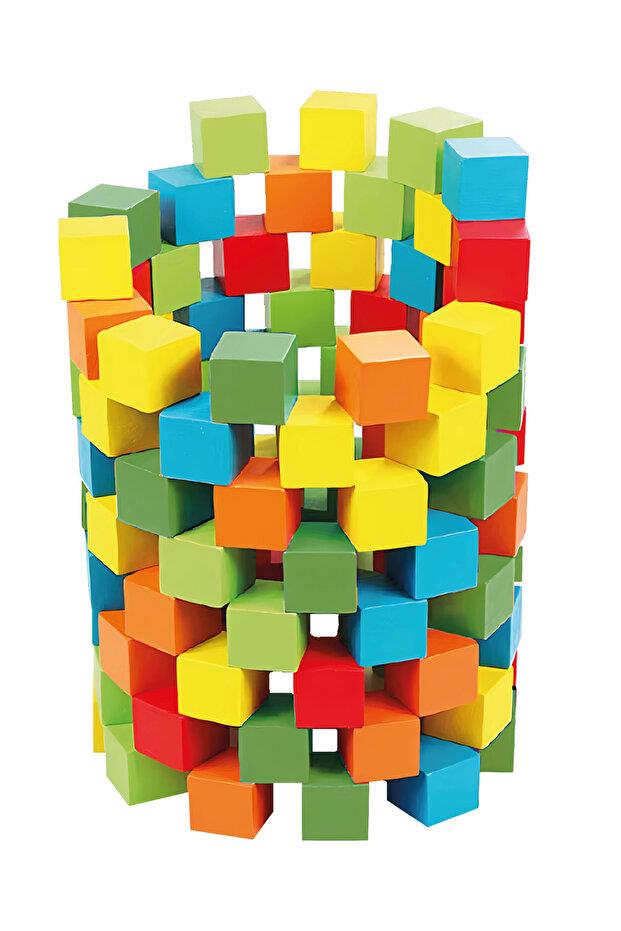 Bee Smart Renkli Ahşap Küpler Çocuk için Oyun Montessori