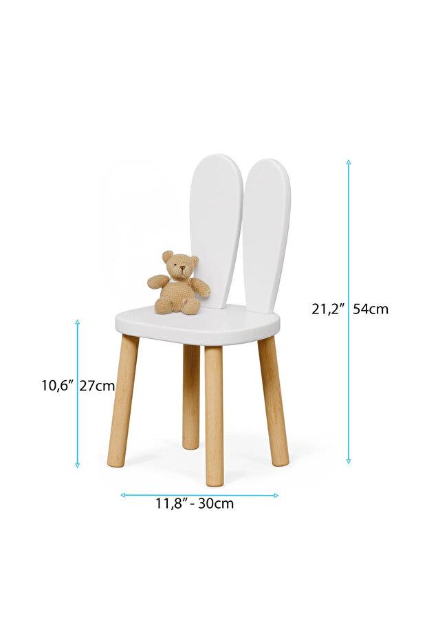 Bee Smart Safir Meşe Beyaz Kulak 2 Sandalyeli Aktivite Masası Çocuk Çalışma Masası MS-80