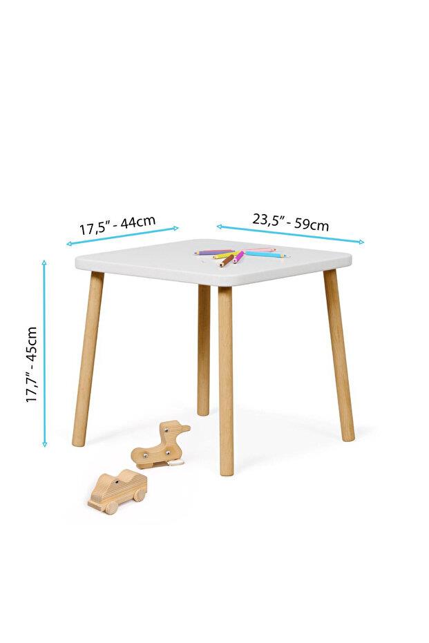 Bee Smart Safir Meşe Beyaz Kulak 2 Sandalyeli Aktivite Masası Çocuk Çalışma Masası MS-80