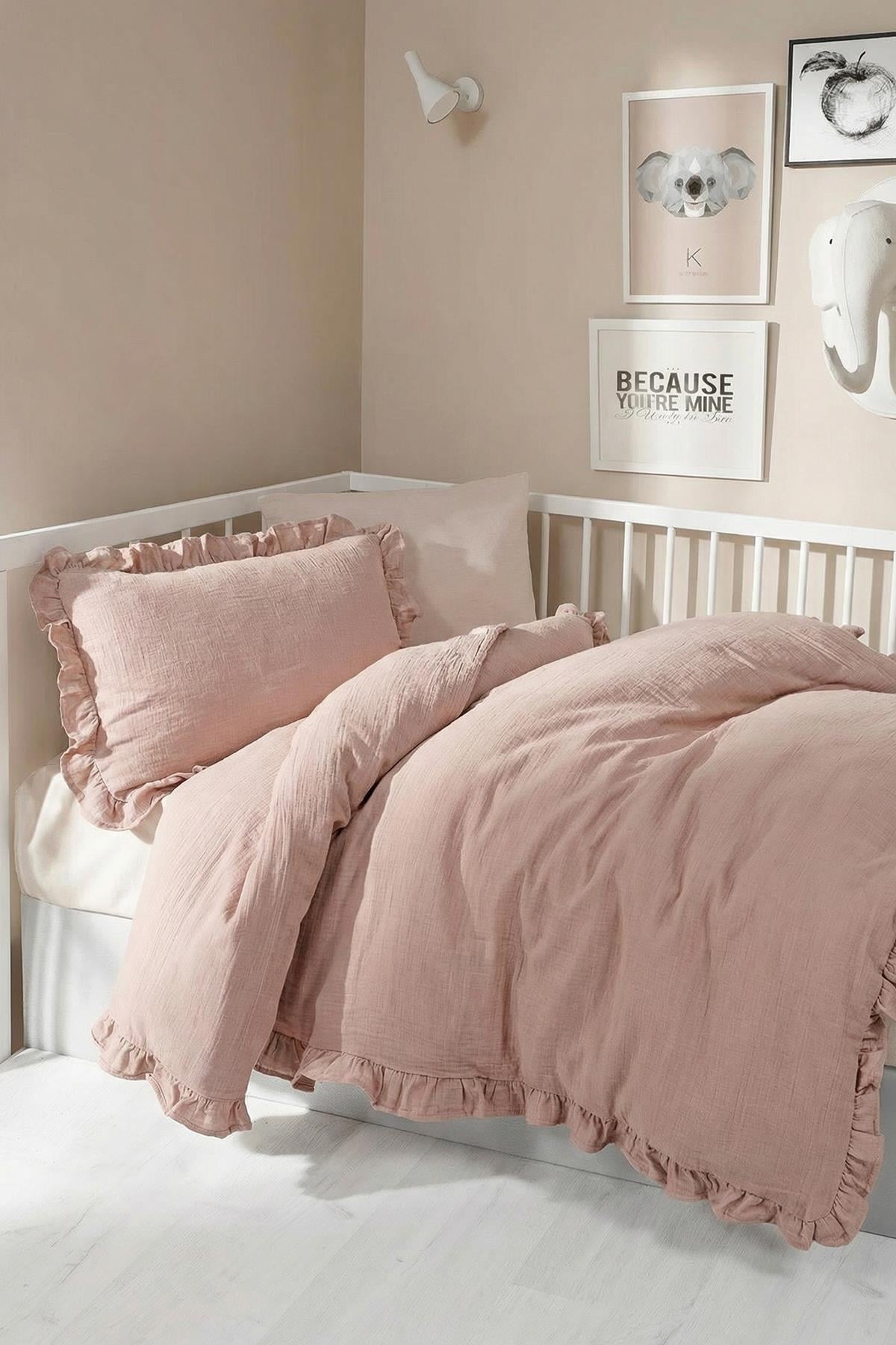 Kanz - 2 Kat Fırfırlı Bebek Müslin Nev.(knz-023) 152.01.0261.Pudra-------