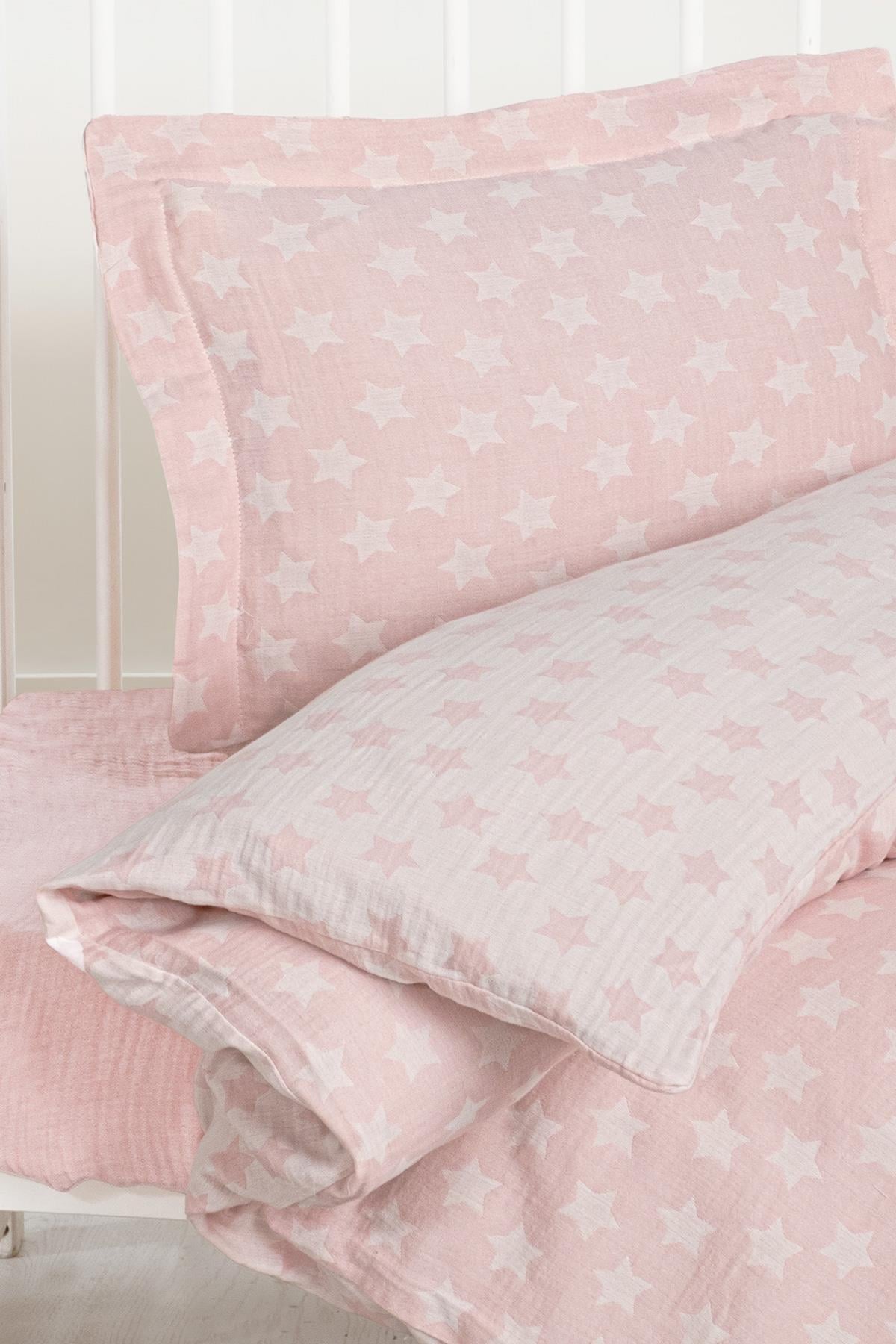 Kanz - Jakarlı Müslin Bebek  Nevresim Tk(knz-013) 152.01.0247.Starpembe---