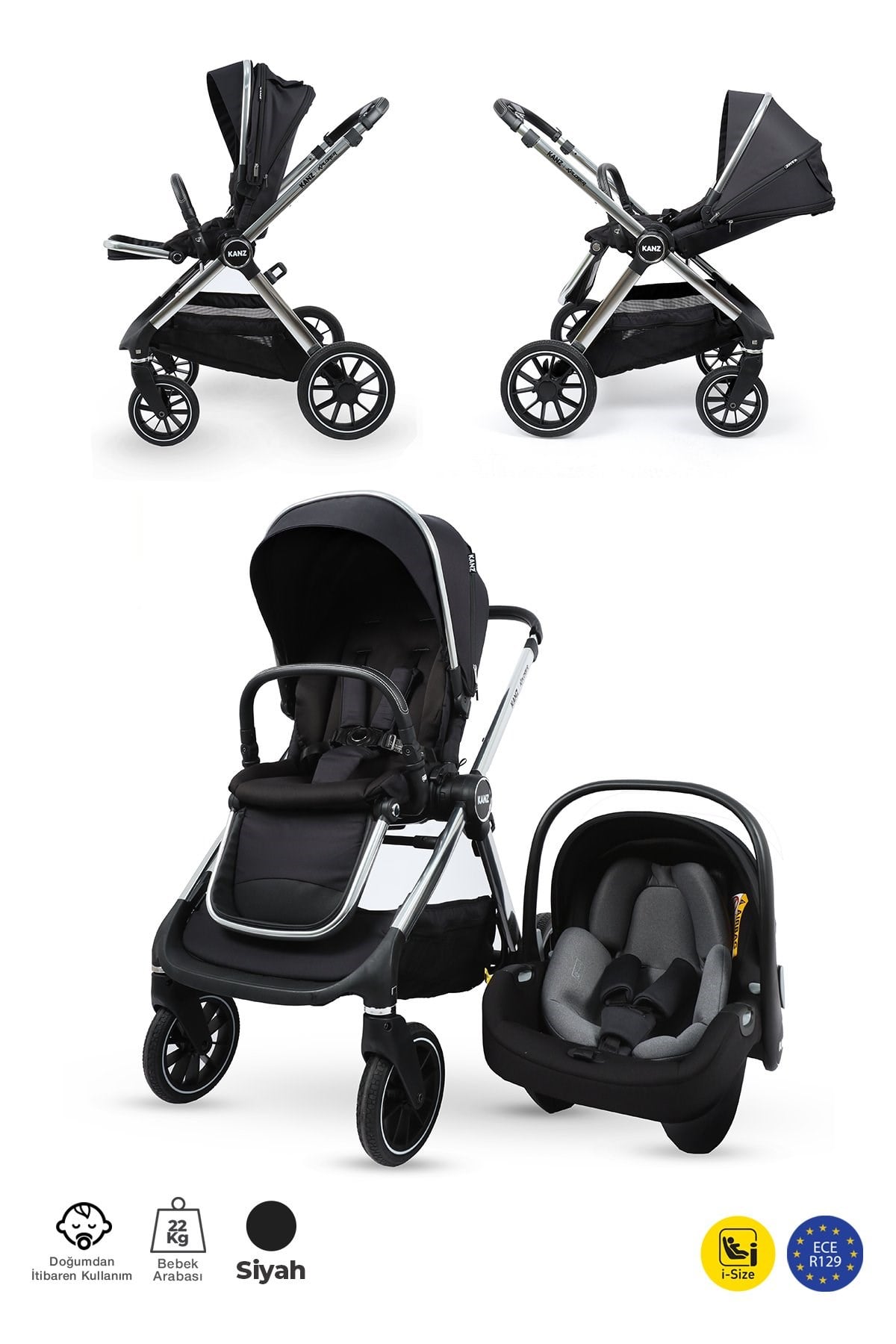 Kanz Explorer Autofold Travel Sistem Bebek Arabası Cole Black