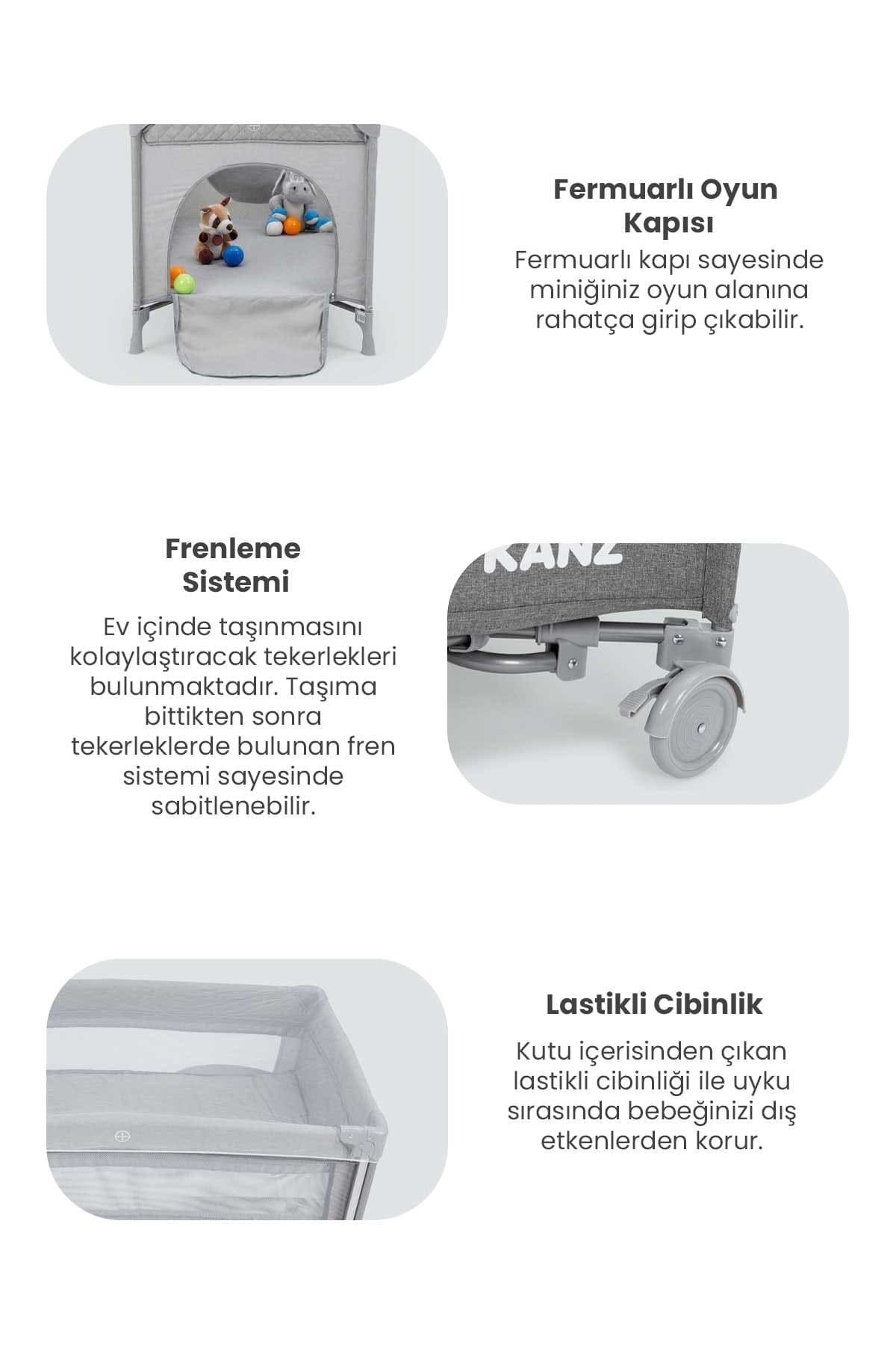 Kanz Mira Anne Yanı Oyun Parkı 70x120  Gri