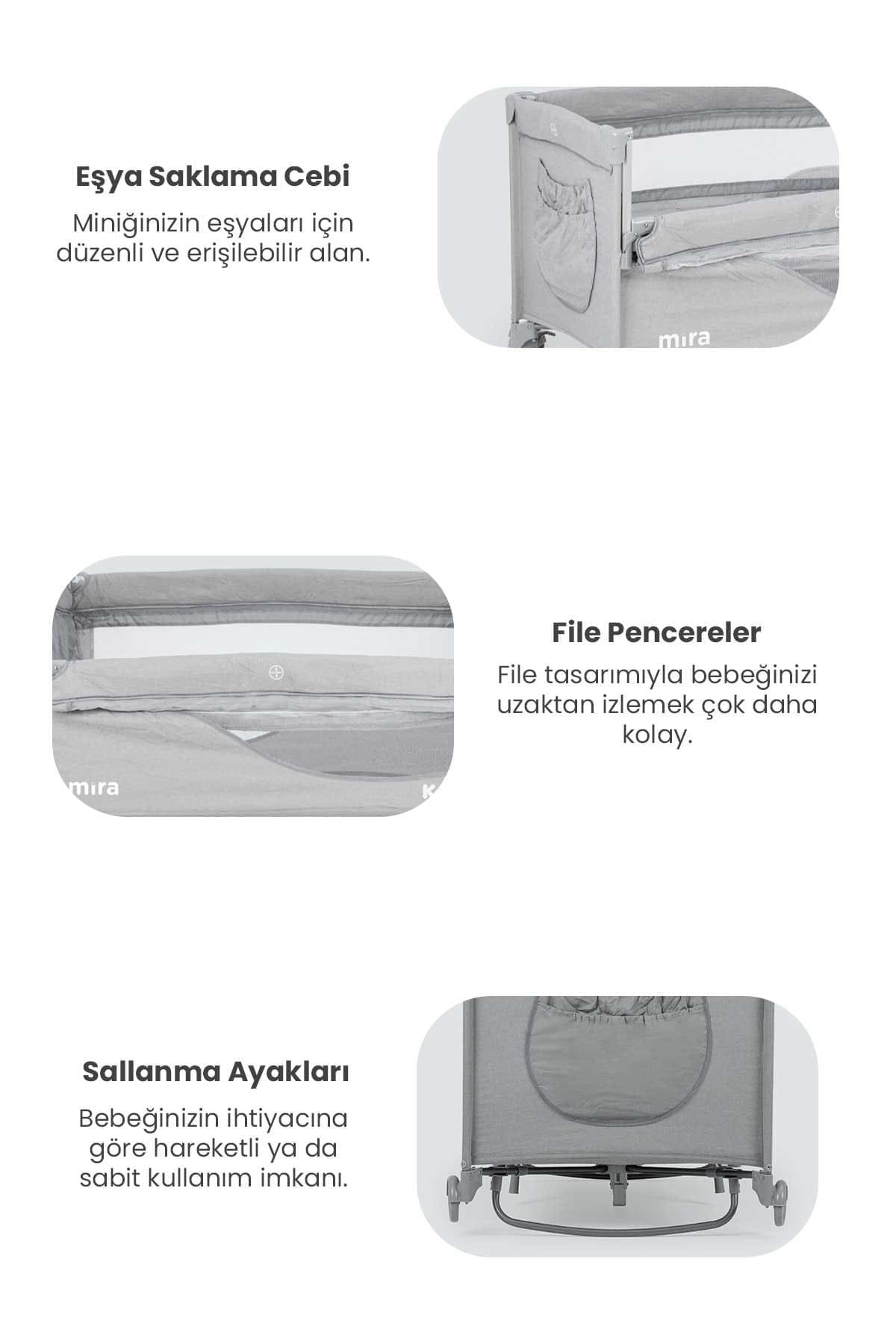 Kanz Mira Anne Yanı Oyun Parkı 70x120  Gri