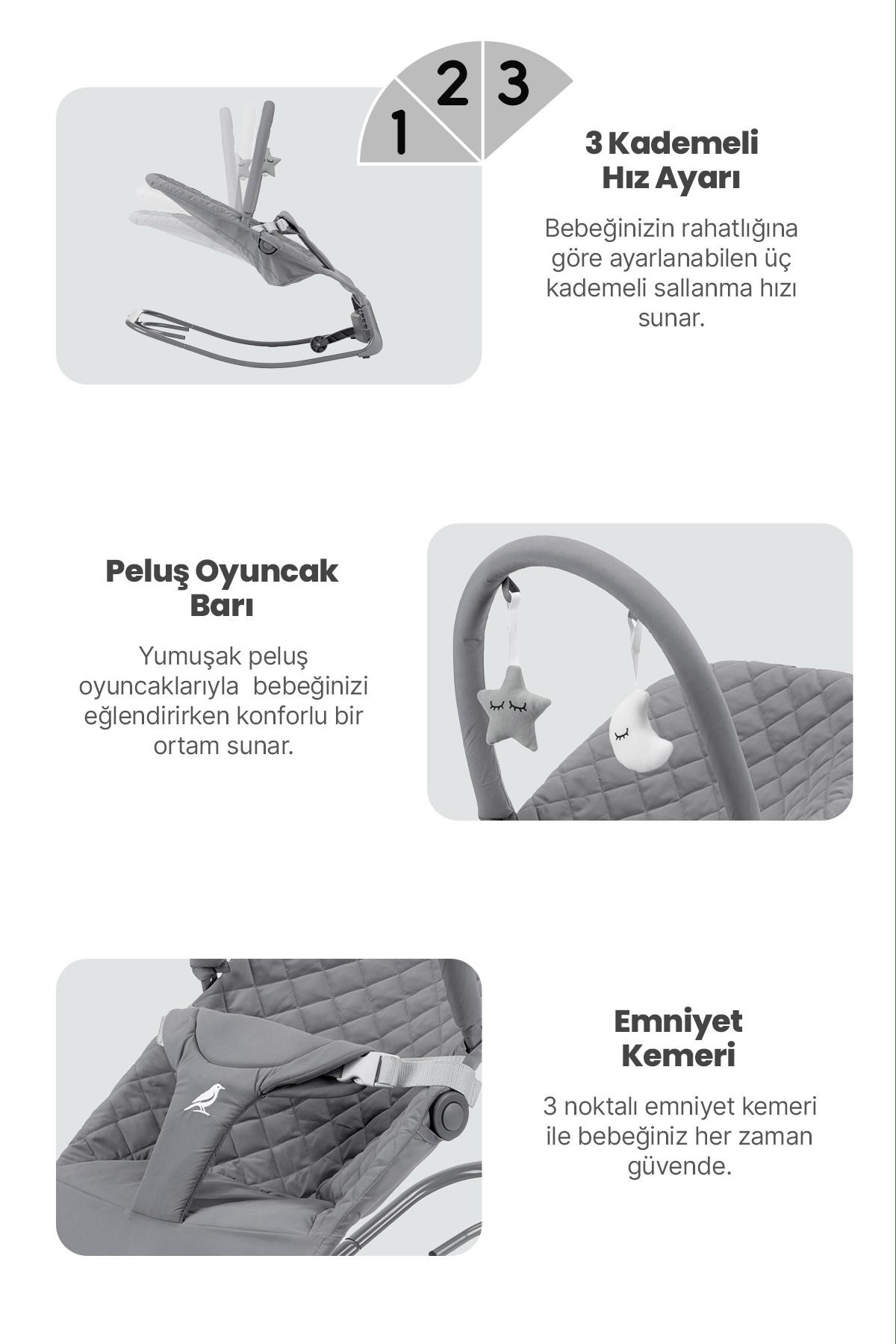 Kanz Robin Elektrikli Ana Kucağı Cool Grey