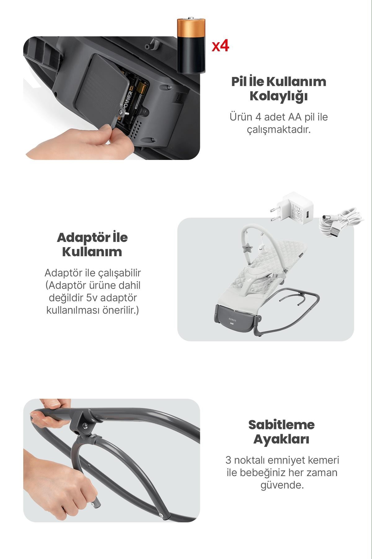 Kanz Robin Elektrikli Ana Kucağı Grey Green