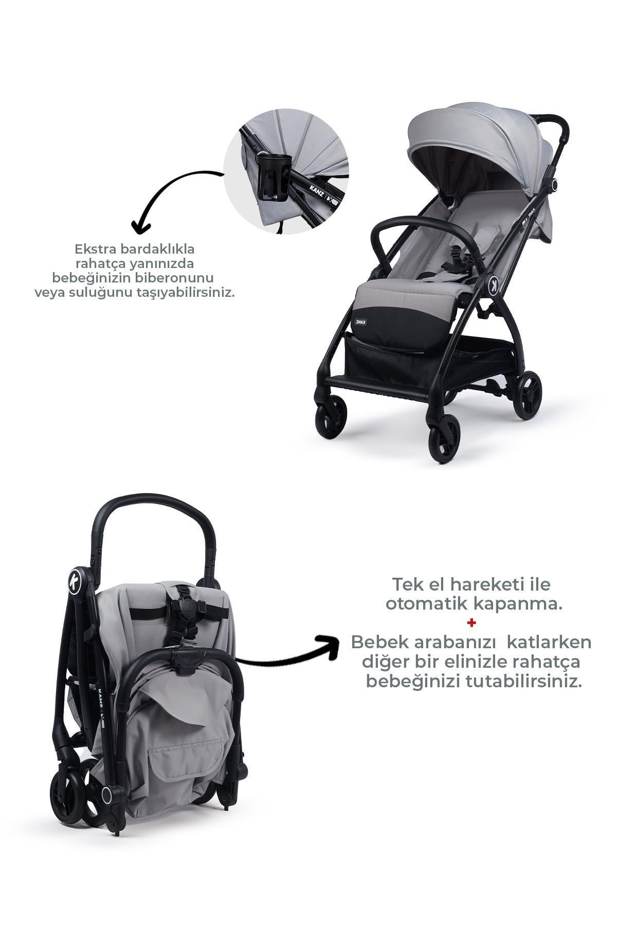 Kanz Xflop Autofold Kabin Boy Bebek Arabası Ultimate Grey