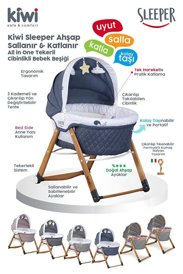 Kiwi Sleeper Ahşap Beşik Gri