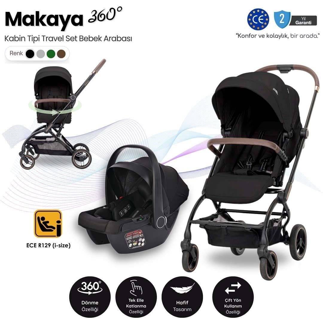 Lorelli MAKAYA 360 Dönebilen Kabin Tipi Travel Sistem Bebek Arabası - Siyah