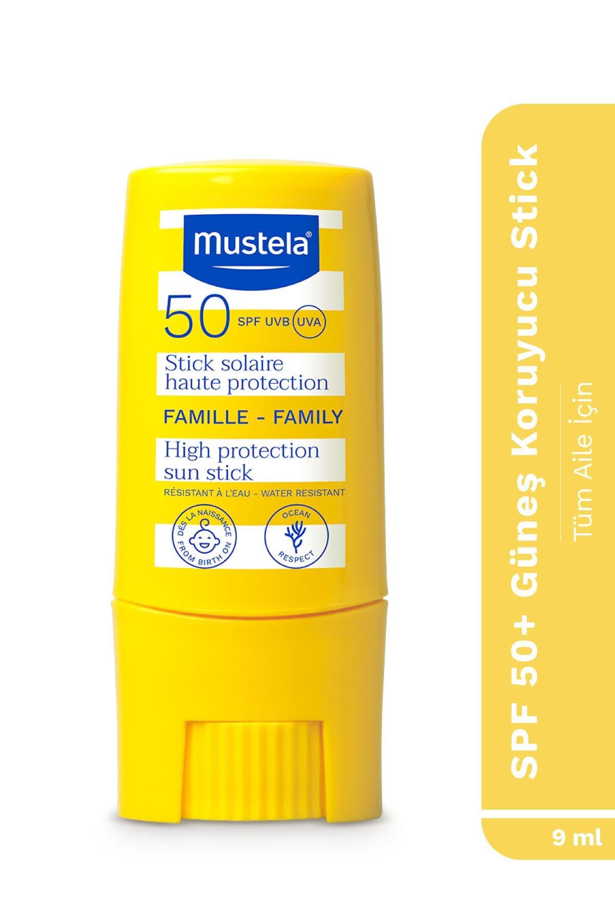 Mustela SPF 50+ Yüksek Koruma Göz Çevresi Dudak Hassas Bölgeler Güneş Koruyucu Suya Dayanıklı Stick 9 ml