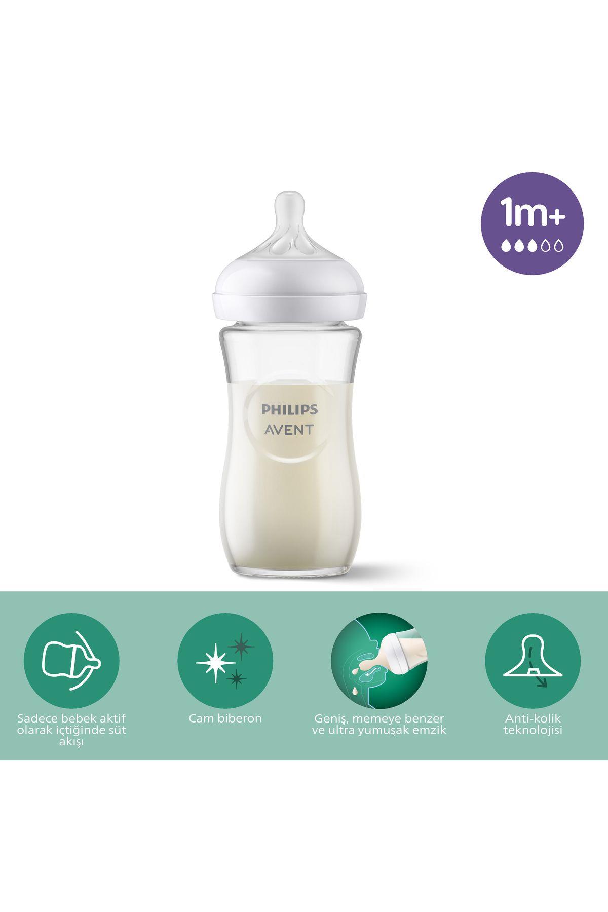 Philips Avent Scy933/01  Natural Response Doğal Tepkili Cam Biberon, 240ml, 1 Ay