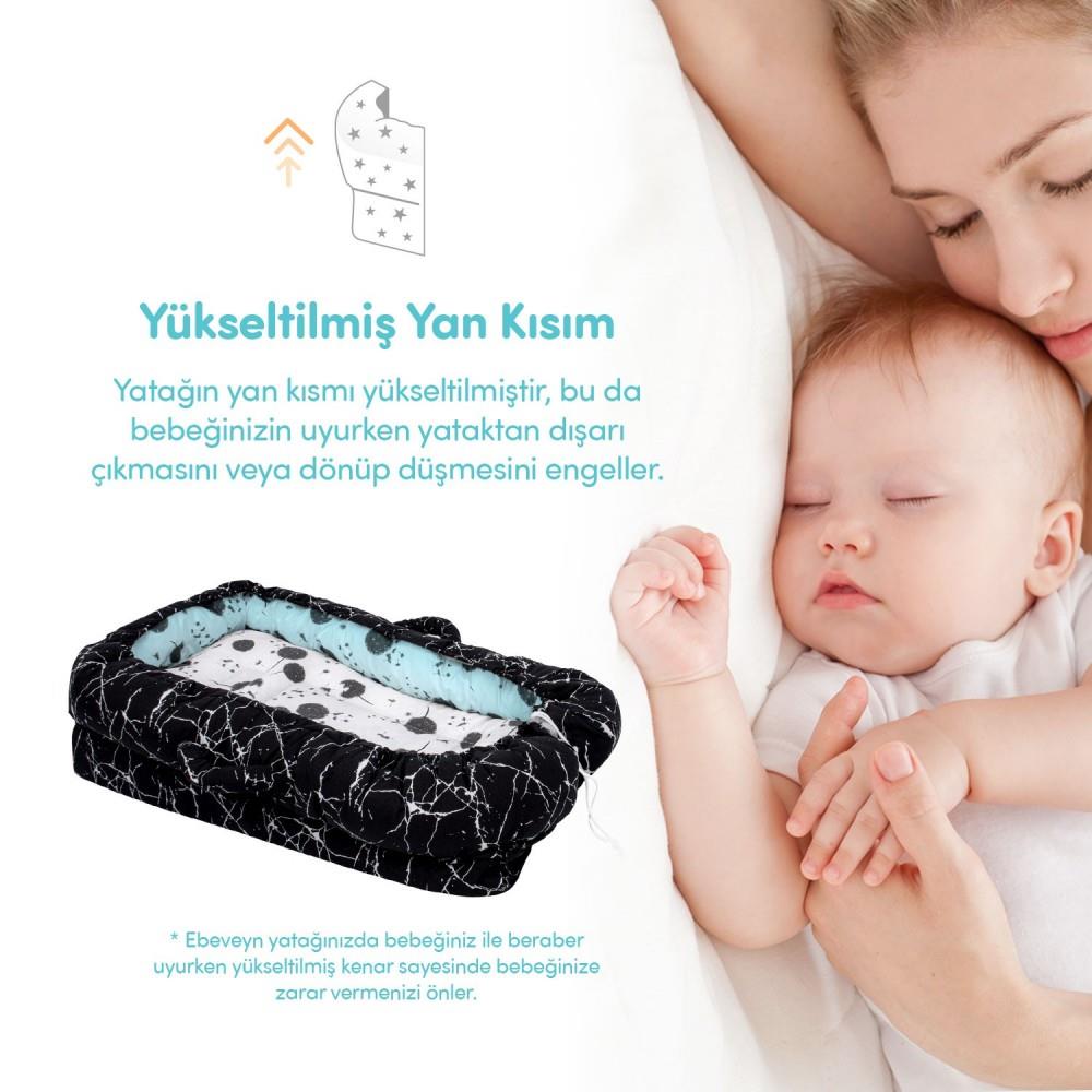Sevi Bebe Anne Yanı Bebek Reflü Yatağı - Mermer Desen 273-143