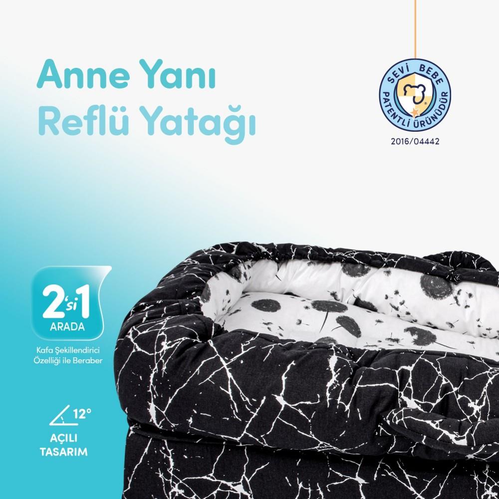 Sevi Bebe Anne Yanı Bebek Reflü Yatağı - Mermer Desen 273-143