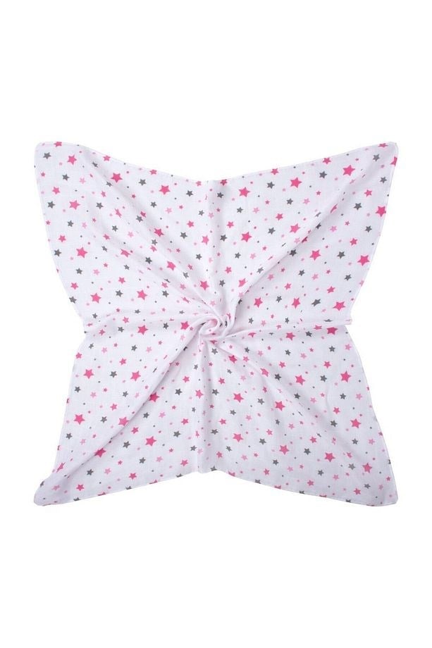 Sevi Bebe Desenli Müslin Battaniye 100x100 cm - Yıldız Yağmuru Pembe 353-140-2