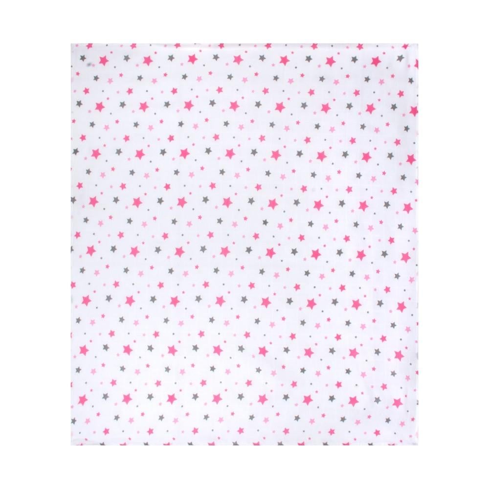 Sevi Bebe Desenli Müslin Battaniye 120x100 cm - Yıldız Yağmuru Pembe 319-140-2