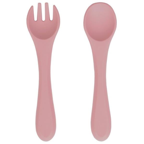 Sevi Bebe Silikon Çatal ve Kaşık Seti - Gül Kurusu 509-150