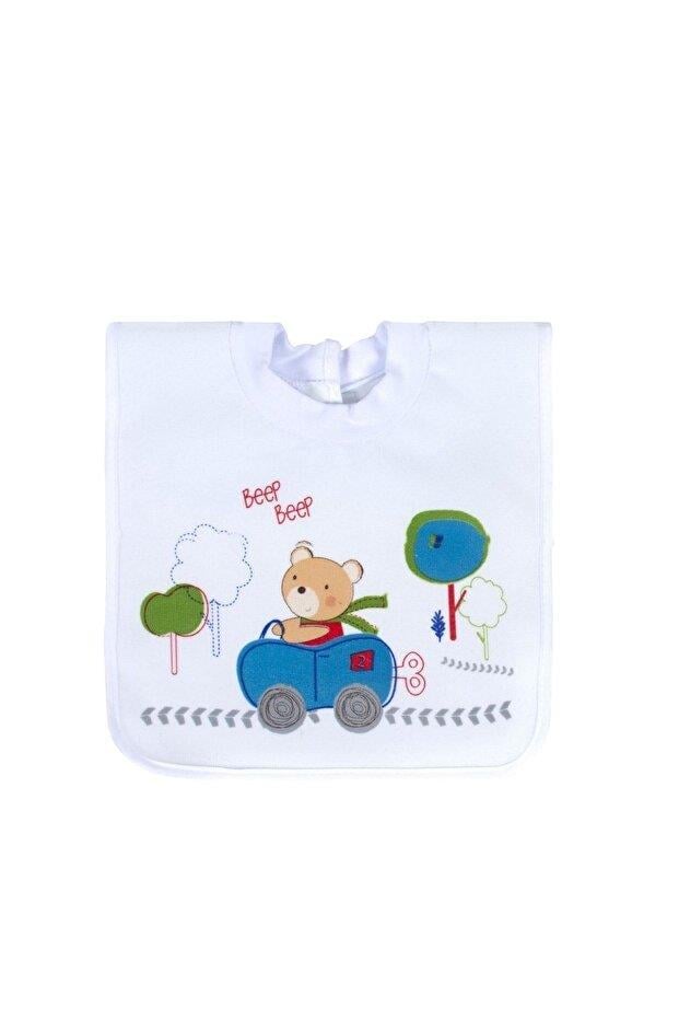 Sevi Bebe Yapışkanlu Havlu Önlük - Arabalı Ayı 24-122