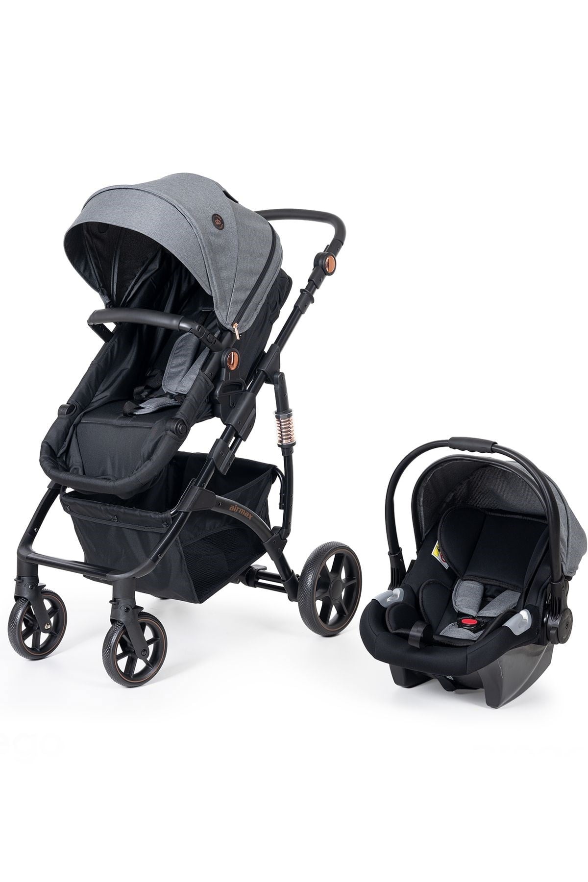 Sunny Baby 9034 Airmax Çift Yönlü Travel Sistem Bebek Arabası Gri