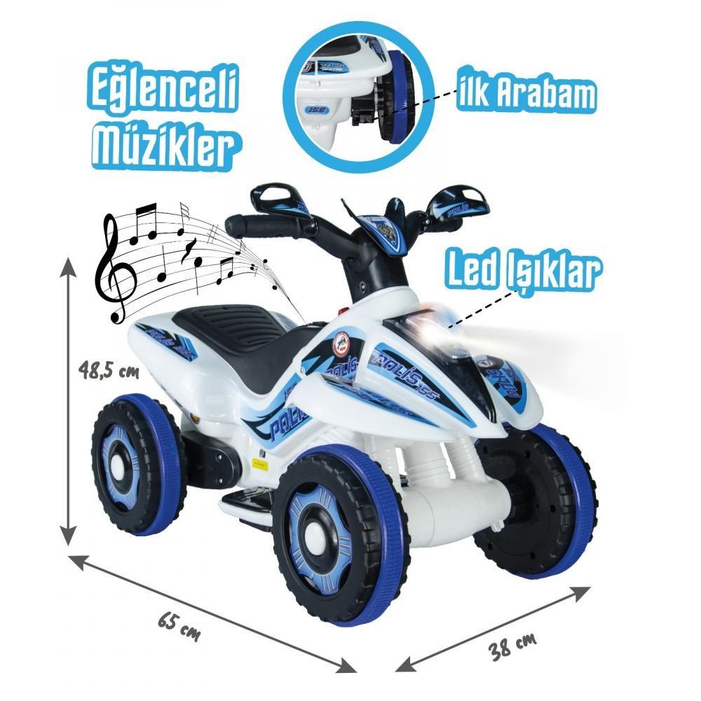UJ Toys Safari 6V Akülü ATV Beyaz Polis