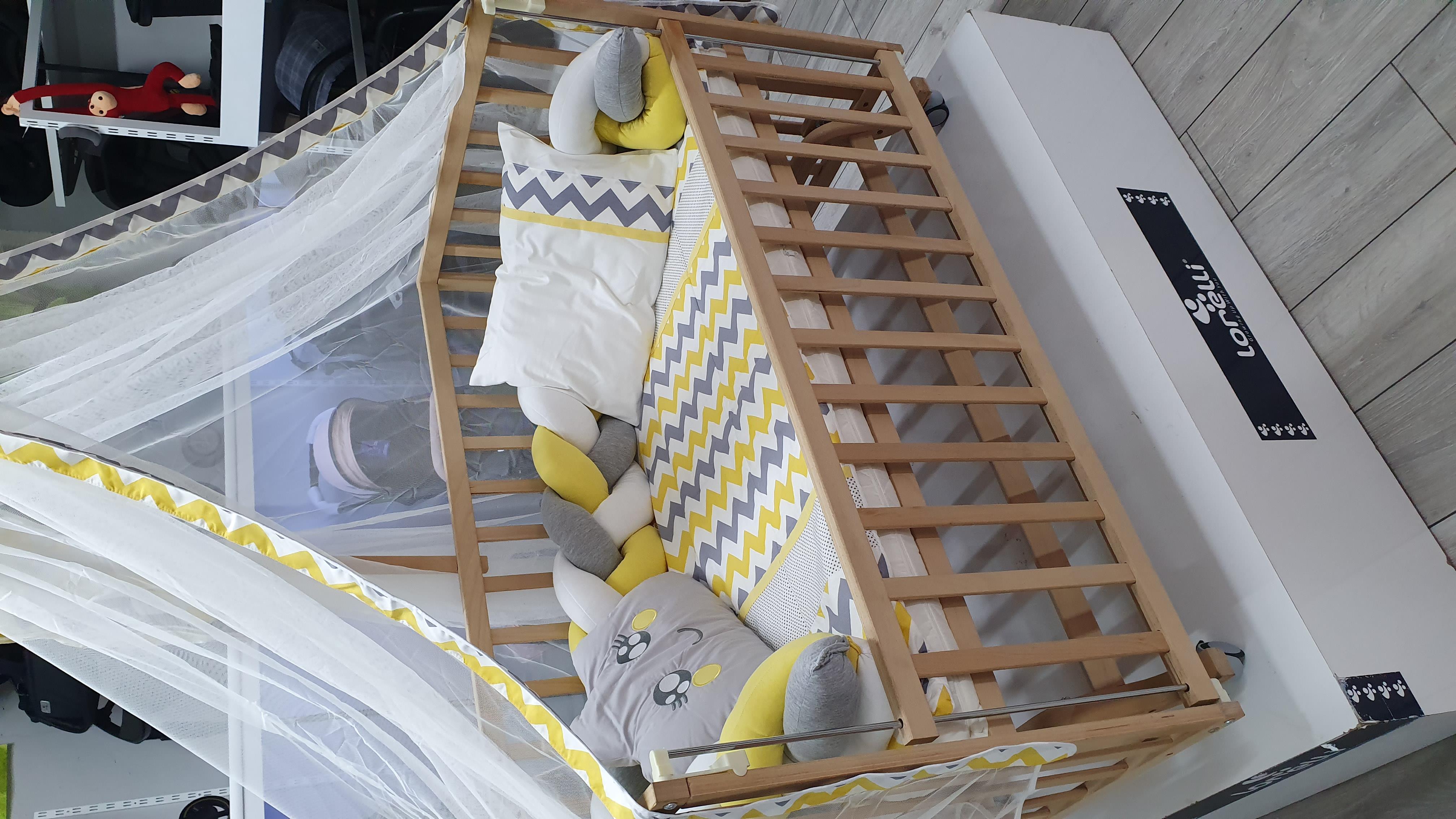 ABC Baby Zigzag 60x120 Beşik Örgülü Uyku Seti - Sarı Gri
