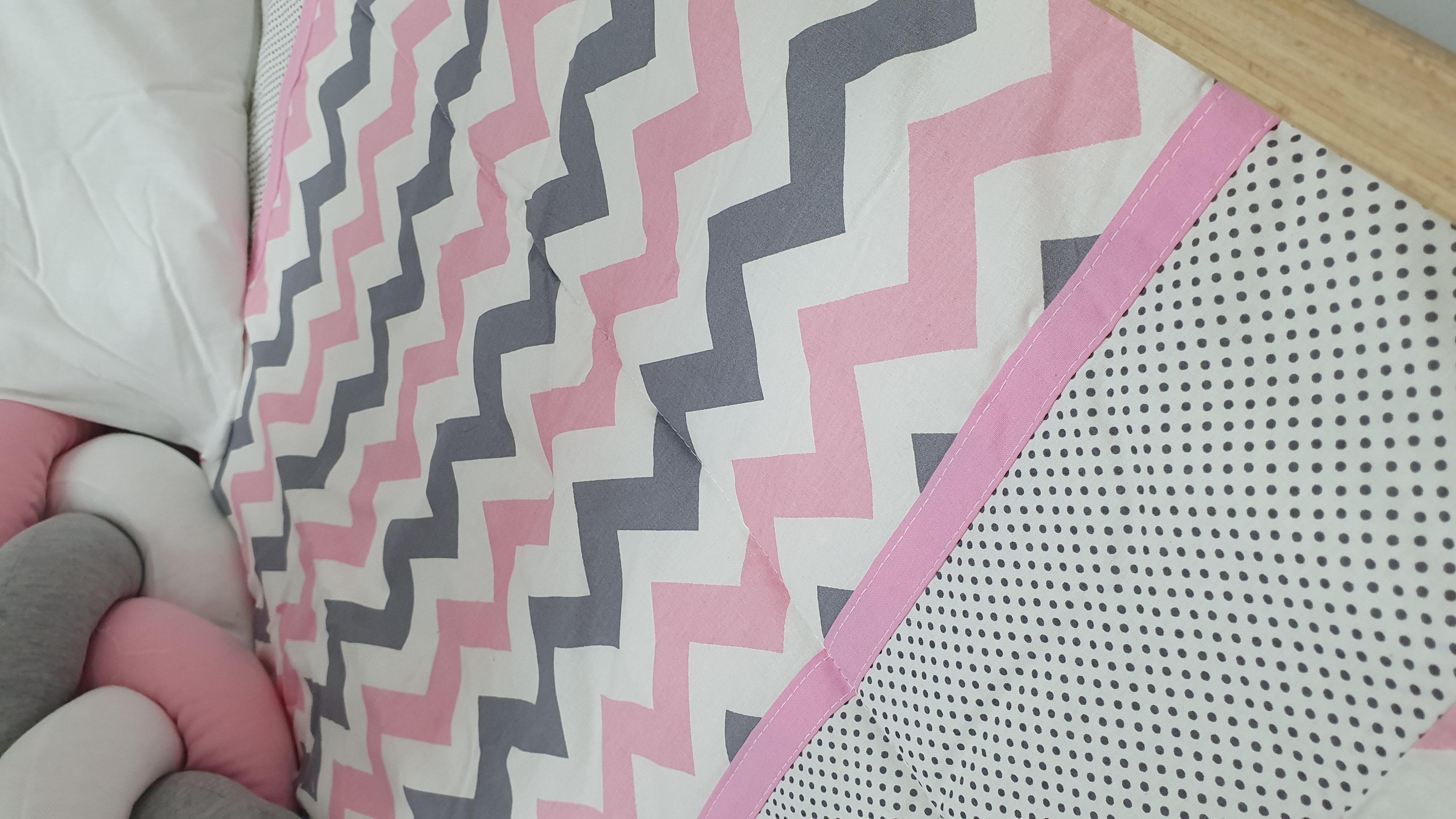 ABC Baby Zigzag 60x120 Beşik Örgülü Uyku Seti - Pembe Gri