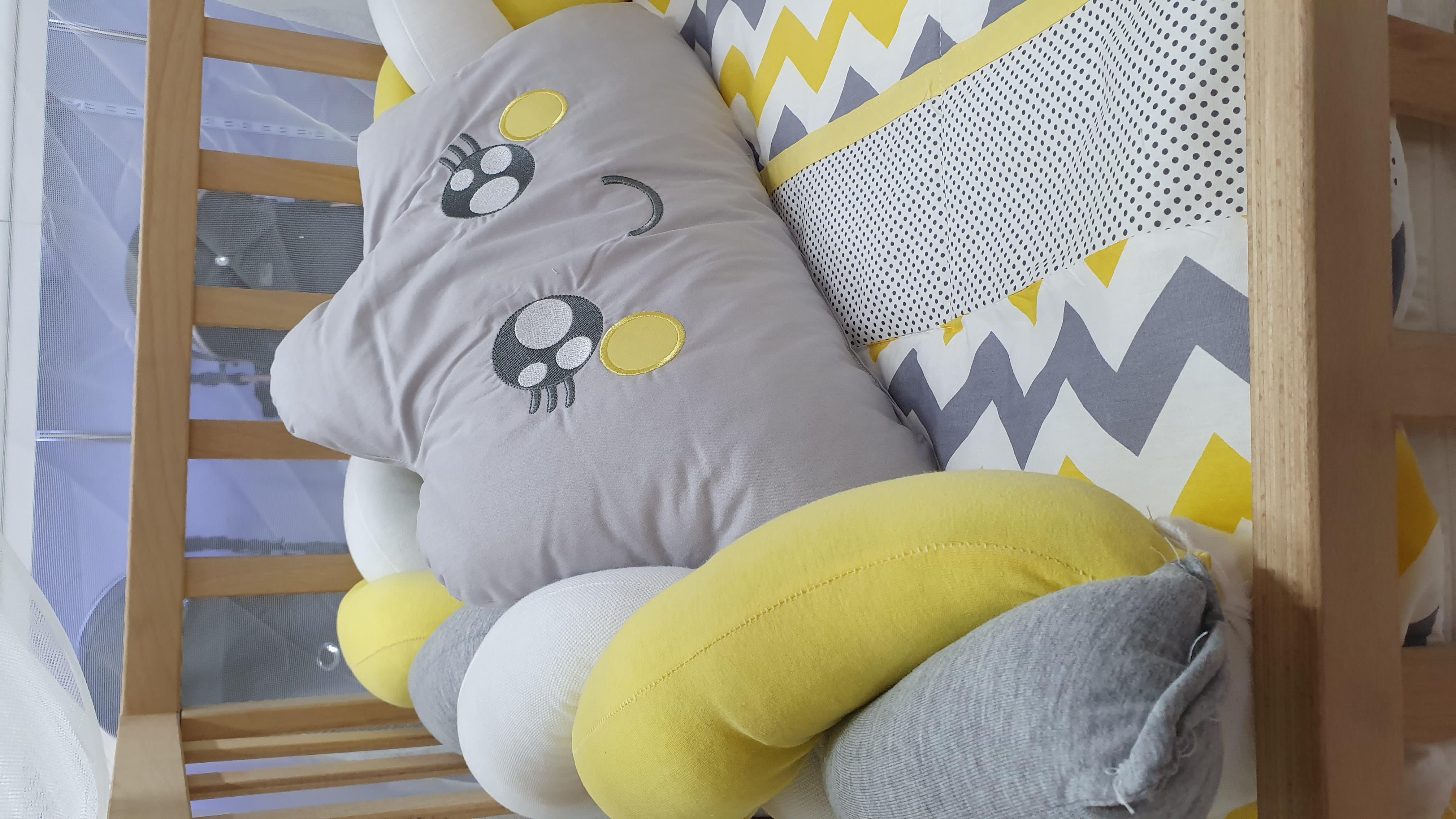 ABC Baby Zigzag 60x120 Beşik Örgülü Uyku Seti - Sarı Gri