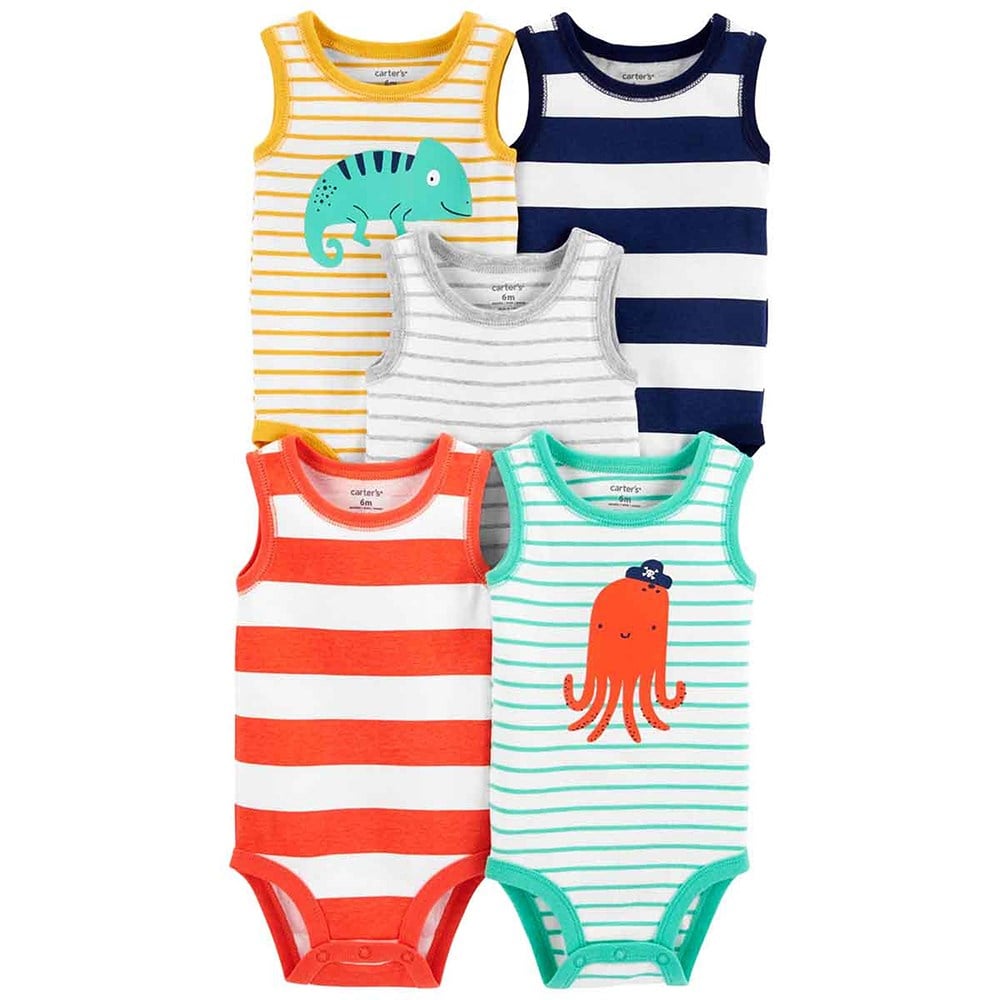 Carters Erkek Bebek Kolsuz Body 5li Paket