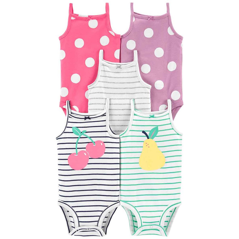 Carters Kız Bebek Askılı Body Set Kolsuz 5li Paket
