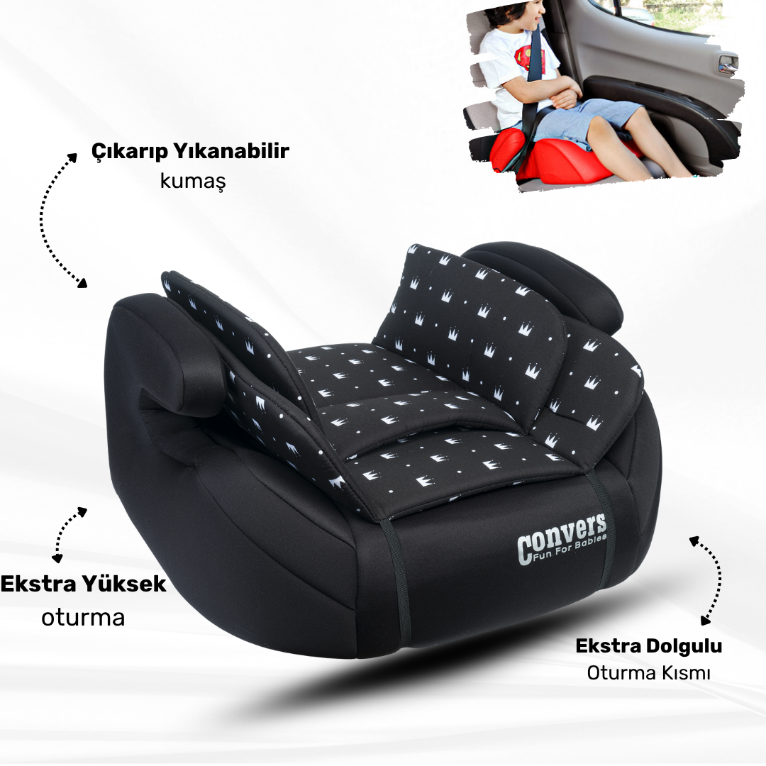 Convers 15-36 Kg Oto Koltuğu Yükseltici - Black Crown