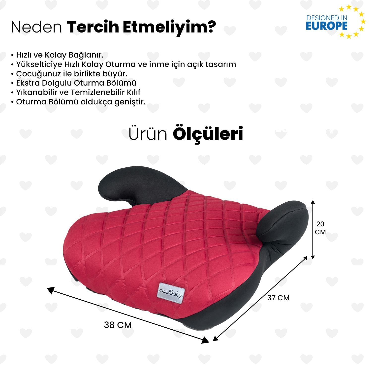 Coolbaby Oto Koltuğu Yükseltici - Kırmızı