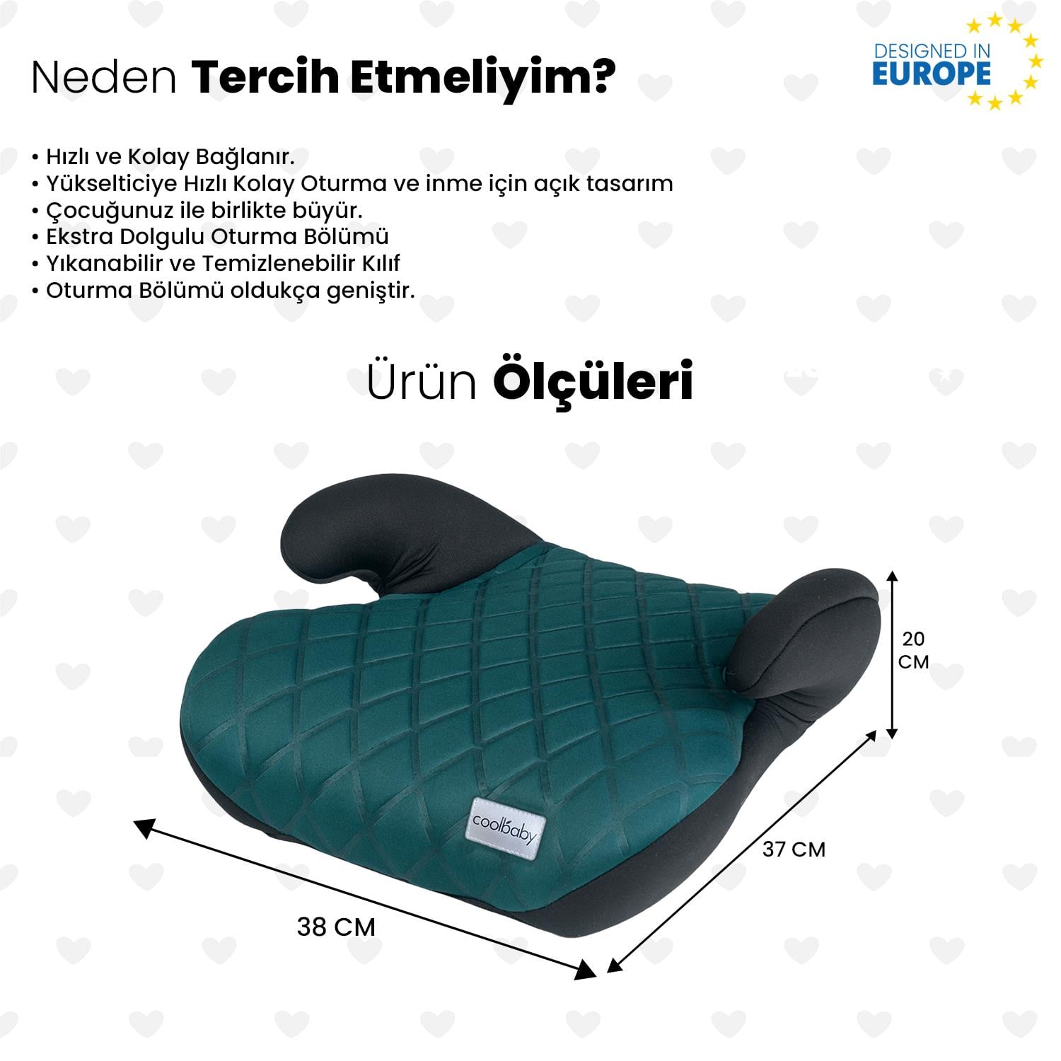 Coolbaby Oto Koltuğu Yükseltici - Yeşil