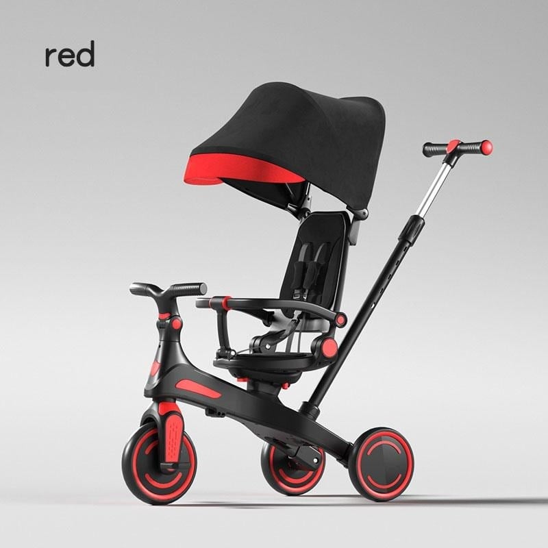Kanz Trail PRO 5 in 1 Katlanır 3 Tekerlekli Bisiklet - Kırmızı