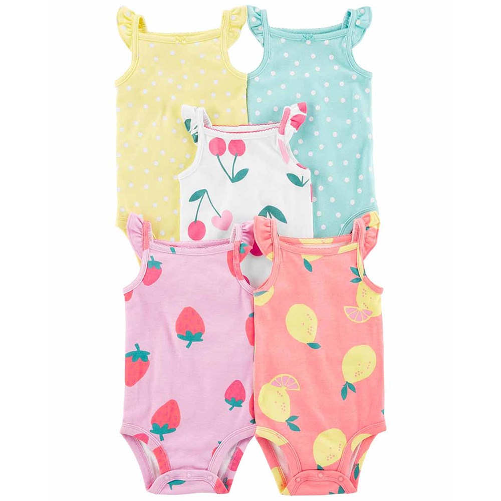 Carters Kız Bebek Kolsuz Body Set Kolsuz 5li Paket