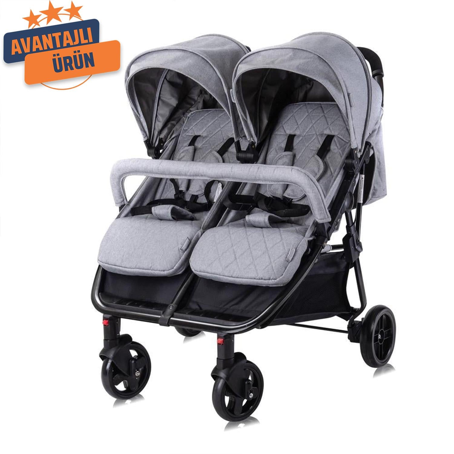 Lorelli Duo İkiz Bebek Arabası – Grey