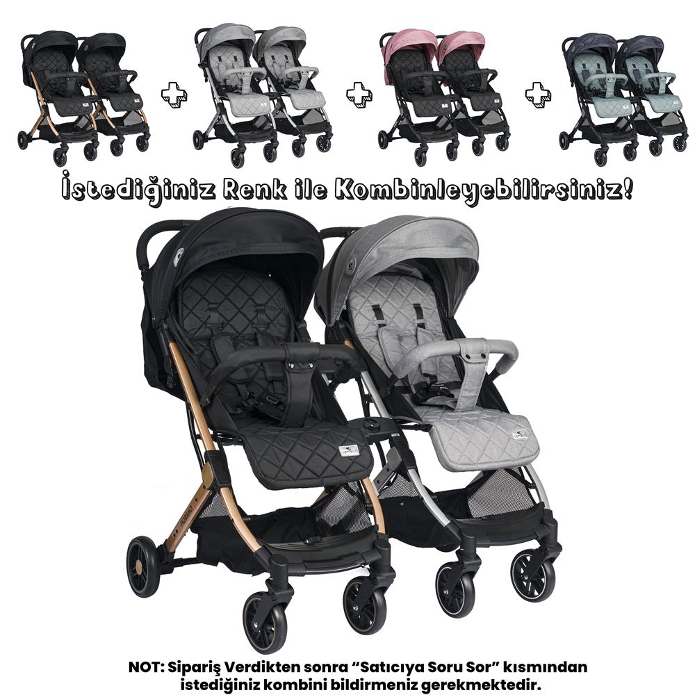 Lorelli Fiorano New Kabin Boy İkiz Bebek Arabası - Rose Quartz