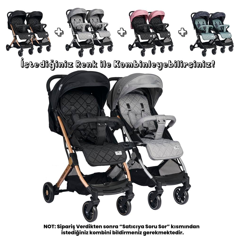 Lorelli Fiorano New Kabin Boy İkiz Bebek Arabası - Dolphin Grey
